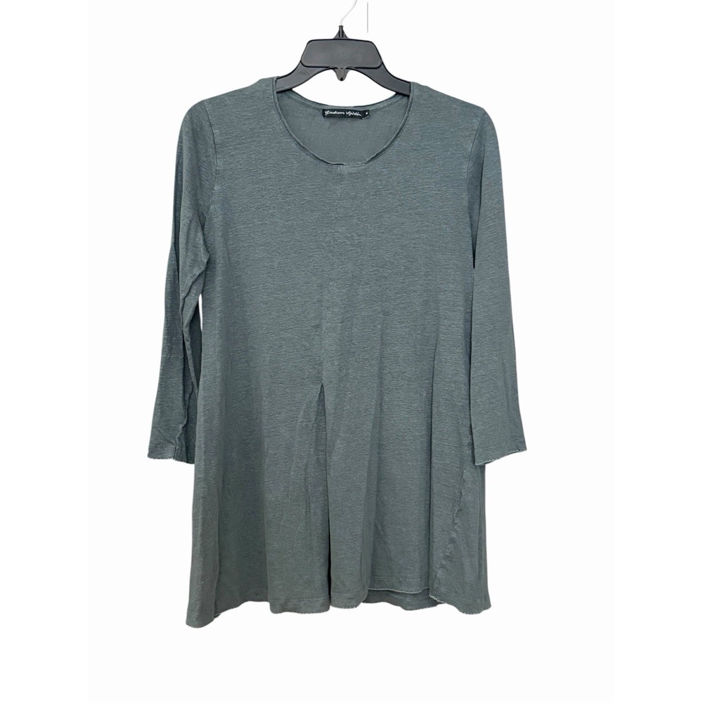 Gudrun Sjoden Tunic Medium 100% Organic Linen Lagenlook 3/4 Sleeve *Flaw* MN14-3